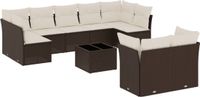 vidaXL 10-delige Loungeset met kussens, polyrattan, bruin