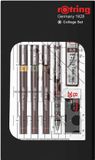 rOtring Isograph-pennenset technische pen en vulpotlood Collegeset | 3 pennen (0,2 mm, 0,3 mm, 0,5 mm) en mechanisch vulpotlood (0,5 mm) plus accessoires | 9 stuks