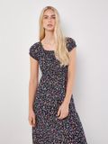 Apricot Midi-jurk met smockwerk en kleine bloemenprint