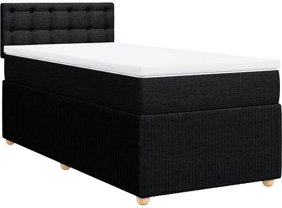 vidaXL Boxspring met matras stof zwart 90x200 cm