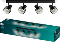 Philips LED Philips Sleet Spot - Plafondspot met vier lichtpunten - Zwart - Met gerookt glas - Kleine fitting E14