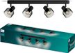 Philips LED Philips Sleet Spot - Plafondspot met vier lichtpunten - Zwart - Met gerookt glas - Kleine fitting E14