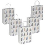 SIGEL GT123 grote premium cadeauzakjes van papier, set van 5, 26 x 33 cm, wit, blauw, goud, papieren cadeautasjes Kerstmis