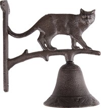 Clayre & Eef Ouderwetse Deurbel Kat Bruin Metaal 9x18x24 cm