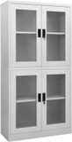 vidaXL Kantoorkast 90x40x180 cm Staal en Gehard Glas Lichtgrijs