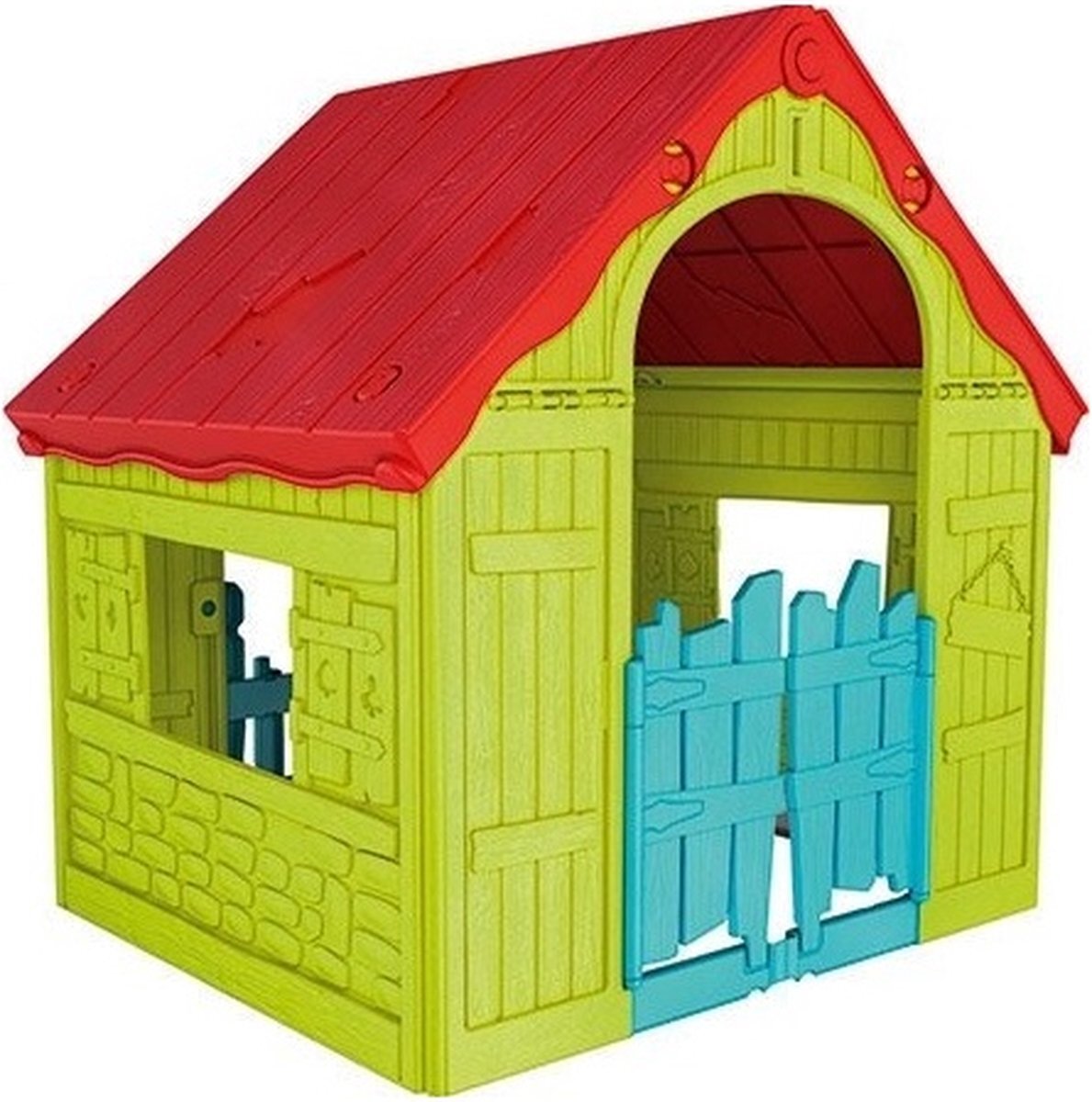 Viking Choice Speelhuisje voor buiten - kunststof - 110,6x89,7x101,8 cm - groen rood