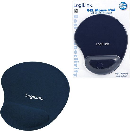 LogiLink ID0027B - Muismat - blauw - met polssteun