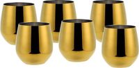 ECHTWERK Wijnglazen, 6-delige rode wijnglazen, drinkbekers van roestvrij staal, onbreekbare drinkglazen, onbreekbare glazen, Gold Edition, 500 ml