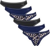 Sloggi GO Crush String C6P Set van 6 Dames Blauw Panterprint Katoen/Elastaan Maat M