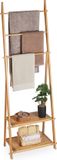 Relaxdays Handdoekenrek - Bamboe - Met 2 Planken - Lichtbruin