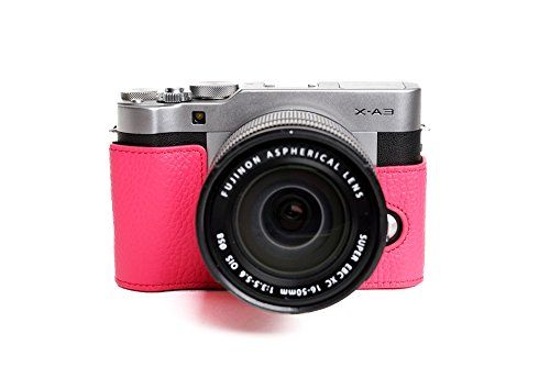 TP Handgemaakte Echt Lederen Half Camera Case Camera Tas voor FUJIFILM XA3 X-A3 7 Kleuren, Peachblow