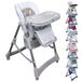 Monsieur Bébé® chaise haute, chaise d'enfant, chaise bébé pliable, dossier et tablette réglables en hauteur, 4 couleurs, norme EN 14988 marron