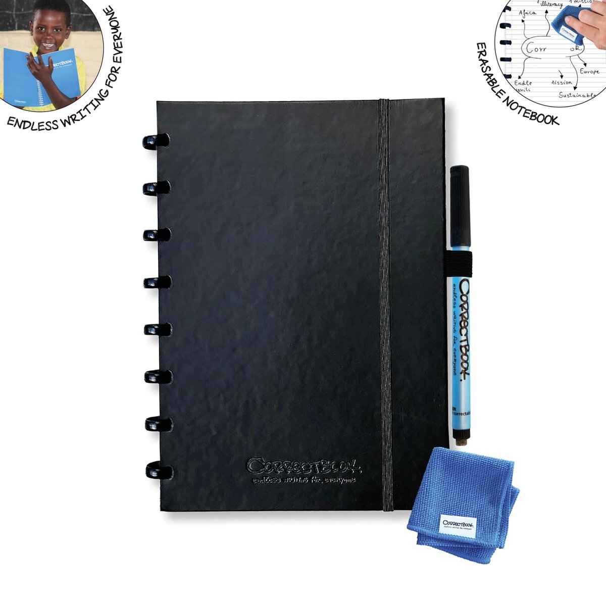 Correctbook Premium Ink Black A5 lined - Uitwisbaar / Whiteboard Notitieboek