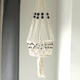 Ancient Wisdom Macramé Plantenhanger - Macramé Plantpot Houder - Large met Kralen - 77x22cm
