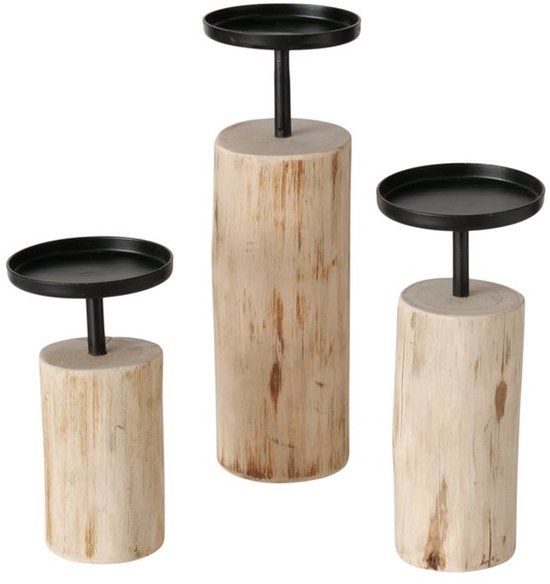 Boltze Home Kandelaar Voor Stompkaars Set A 3 - Hout