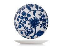 H&H Grandiflora Set van 6 platte borden van porselein, blauw, 27 cm