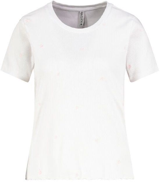 Sublevel RIB TOP WITH ALLOVER EMBROIDERY Dames T-shirt - wit - XS