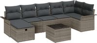vidaXL Tuinbank - Set - 8 - st - Poly - rattan - Grijs