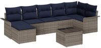 vidaXL Tuinbank Set 8-delig Grijs Polyrattan