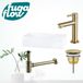 FortiFura Fonteinset – rechthoekig – 36x18.5x9 cm – Solid Surface Wit – Mat Gouden Kraan