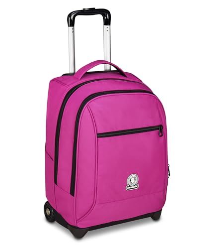 Invicta New Benin Solid schooltrolley, fuchsia, 2-in-1, dubbel gebruik, trolley en rugzak, schoolrugzak voor op reis, jongens en meisjes, Fuchsia, Eén maat, modern