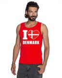 Bellatio Decorations Shoppartners Bv Rood I love Denemarken supporter singlet shirt/ tanktop heren - Deens shirt heren M
