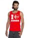 Bellatio Decorations Shoppartners Bv Rood I love Denemarken supporter singlet shirt/ tanktop heren - Deens shirt heren M