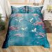 Kranich Ensemble de literie, style japonais, lit double, fleurs de cerisier roses