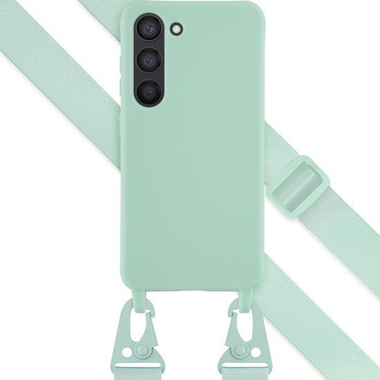 Selencia Hoesje Samsung Galaxy S23 - Siliconen hoesje met koord - Turquoise