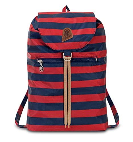 Invicta Minisac Heritgage rugzak, tweekleurig, blauw/rood, inklapbaar en draagbaar, voor reizen en vrije tijd, rugzak voor heren en dames, gestreept, icoon - verpakking, Rood, Eén maat, polyester