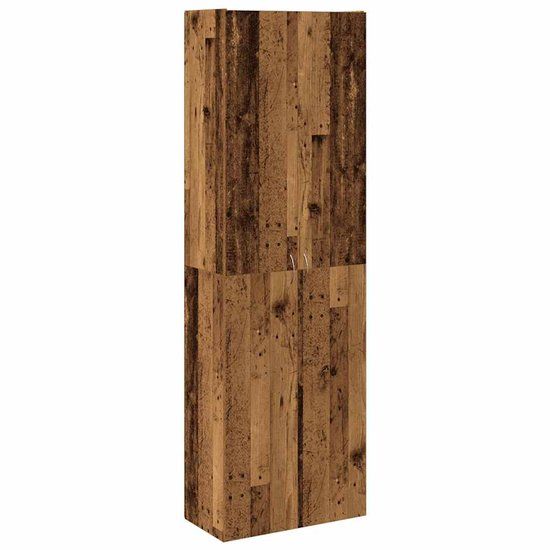 vidaXL Hoge kast - 60x32x190 cm - bewerkt hout - oud houtkleurig
