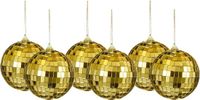 House of Seasons Boule de Noël - 6x pièces - or - 8 cm - mousse - boule miroir