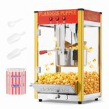 ROVSUN Popcornmachine, 800 W, met 280 ml roestvrijstalen ketel, 40 kopjes, popcorn met 3-5 minuten opsteektijd voor feestjes, filmavonden, scholen en handige winkels, rood