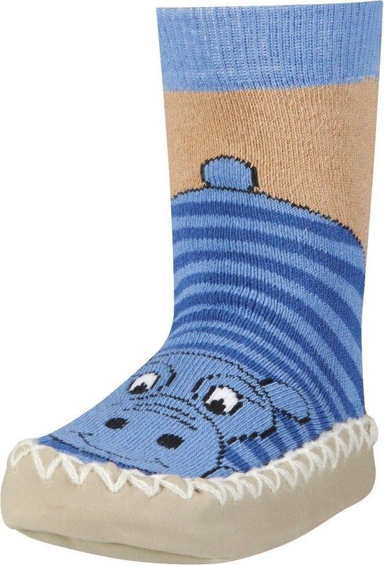 Playshoes Soksloffen Nijlpaard Blauw Maat 17-18