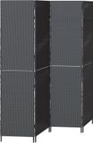 vidaXL Kamerverdeler Zwart 195 x 180 cm Poly Rattan