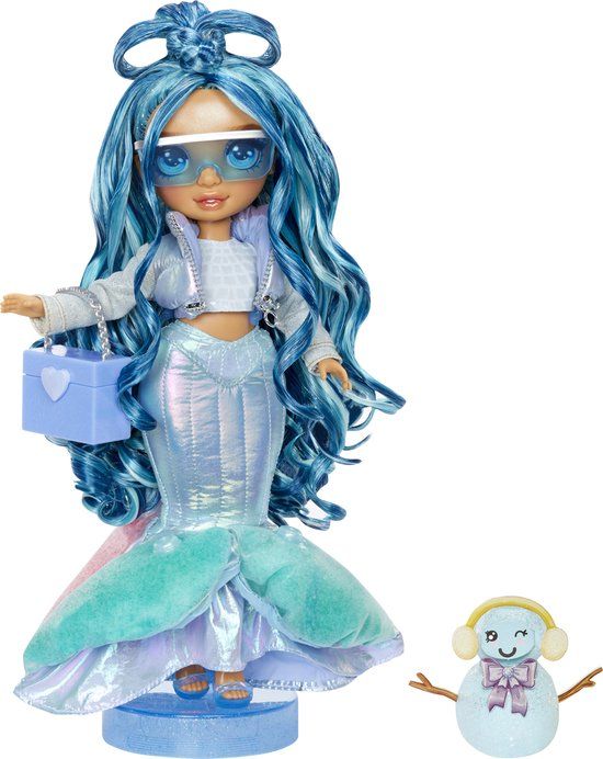 Rainbow High Winter Wonderland Skyler (Blue) Doll - 28cm with Snow Pop Kit - Ages 4+