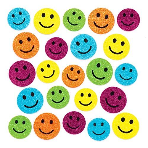 Baker Ross Glinsterende schuimrubberstickers "Happy Gezichter" (100 stuks) – grappige schuimrubberen stickers met smileys voor collages en knutselwerk