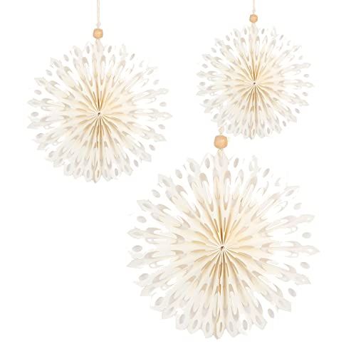 Talking Tables White Paper Fans Feestdecoraties - Set van 3 | Ronde wielschijven voor kerstsneeuwvlokken, verjaardag, bruiloft, wanddecoratie