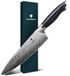 SANMEIHO Koksmes 20 cm van gepoedercoat staal - Japans keukenmes 63 HRC, ultrascherp lemmet 12°, professioneel mes met ergonomische handgreep Full Tang van Pakkawood