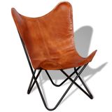 vidaXL Vlinderstoel bruin echt leer - 74 x 66 x 90 cm