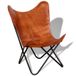 vidaXL Vlinderstoel bruin echt leer - 74 x 66 x 90 cm