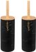 5Five Brosse WC - 2x -/brosse à toilettes avec support - noir avec effet marbre - résine synthétique/bambou - 38 cm