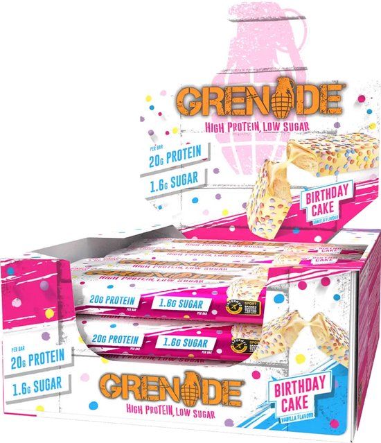 Grenade Protein Bars - 12 repen - Birthday Cake
