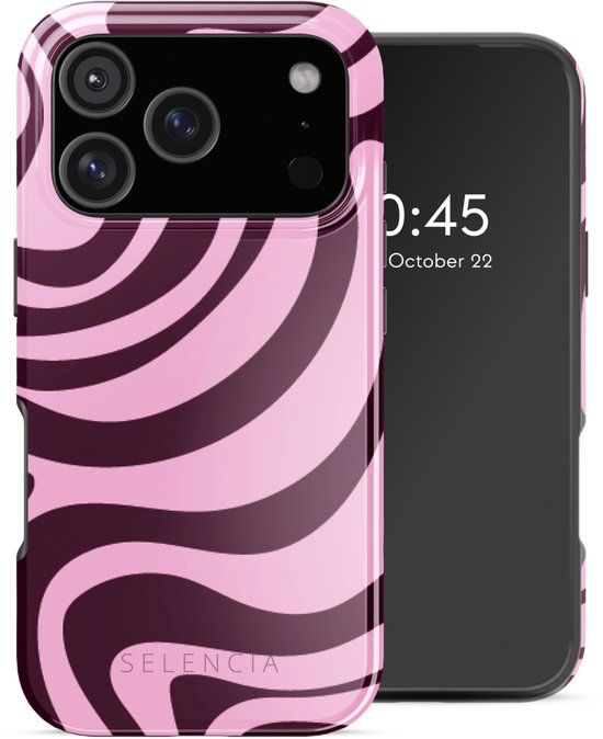Selencia Hoesje - Geschikt voor Apple iPhone 17 Pro - Backcover geschikt voor MagSafe - Wavy Swirl Pink Plum