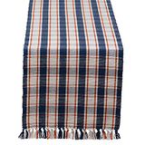 DII Herfst boerderij plaid, katoen, blauw en oranje, 13" x 20" (rechthoekig)