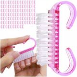 Soulima nagelborstels 100 stuks – wegwerp manicureborstels met ritsetui – Roze/Wit – MAXY