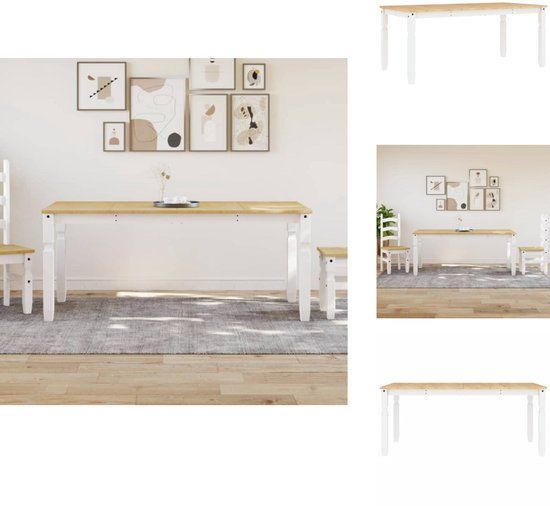 vidaXL Eettafel Corona 180x90x75 cm massief grenenhout wit