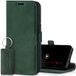 SURAZO Slim magnetische telefoonhoes voor Apple iPhone 15 Pro, leren klaphoesje, echt leer, beschermhoes met kaartenvak, RFID-bescherming, flip klaphoes, wallet case, cover, leren hoes (donkergroen)