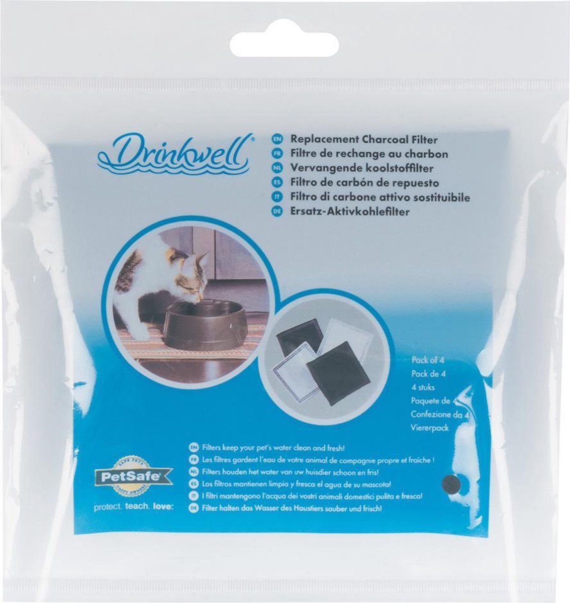 PETSAFE Drinkwell Vervangingsfilter voor huidige huisdierfonteinen - Set van 4 - Houtskoolfilter voor katten en honden