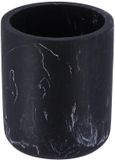 Tendance Badkamer tandenborstelhouder - zwart - marmer look - polyresin - 9.5 cm